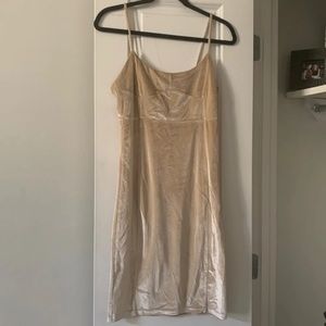 Nude velvet bodycon dress
